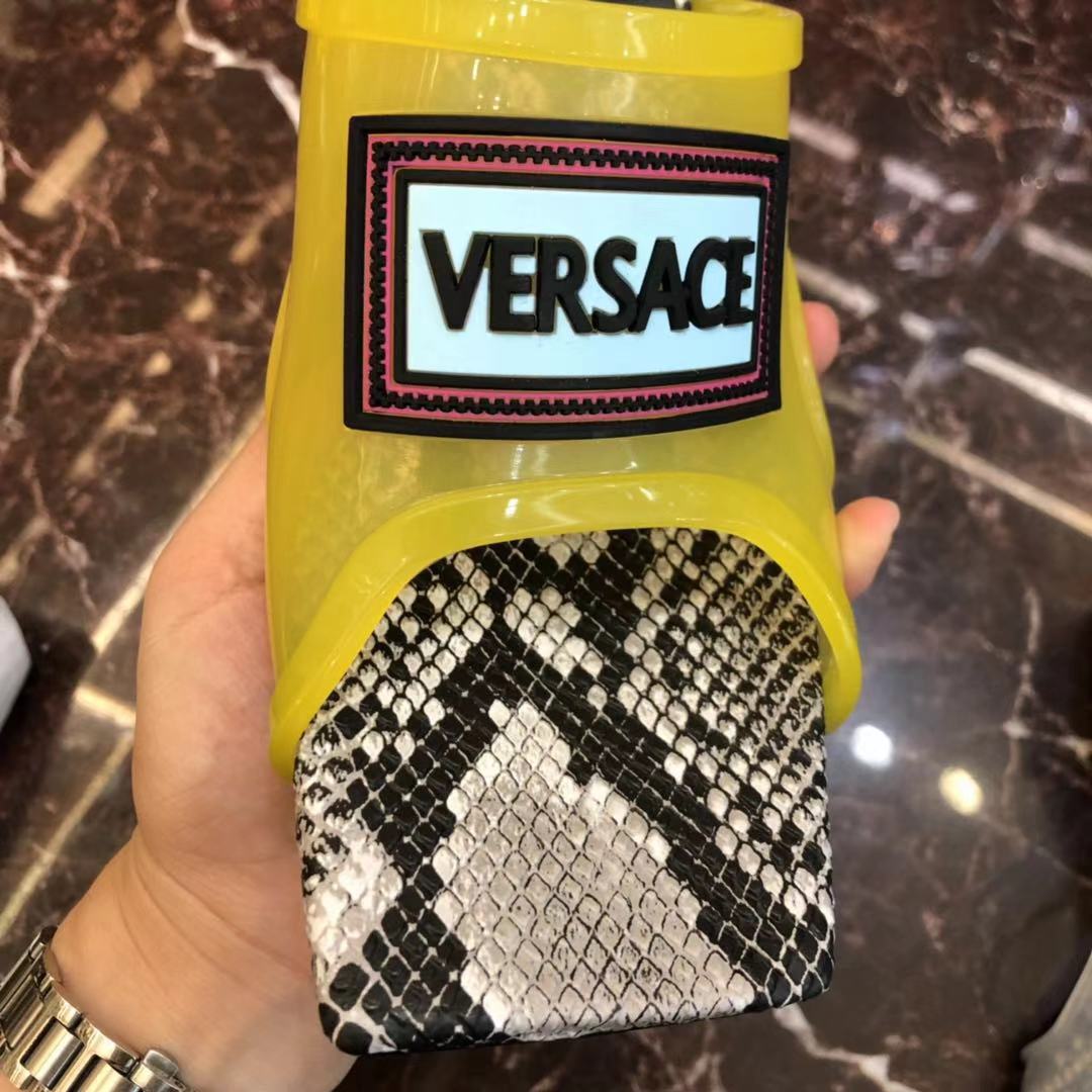 Versace 90S Vintage Logo Mid Heel Sandals (Yellow) - 
