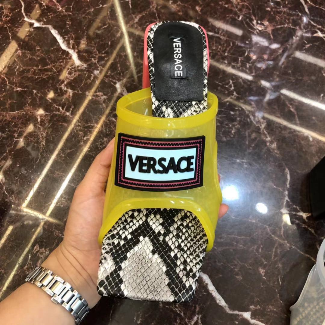 Versace 90S Vintage Logo Mid Heel Sandals (Yellow) - 