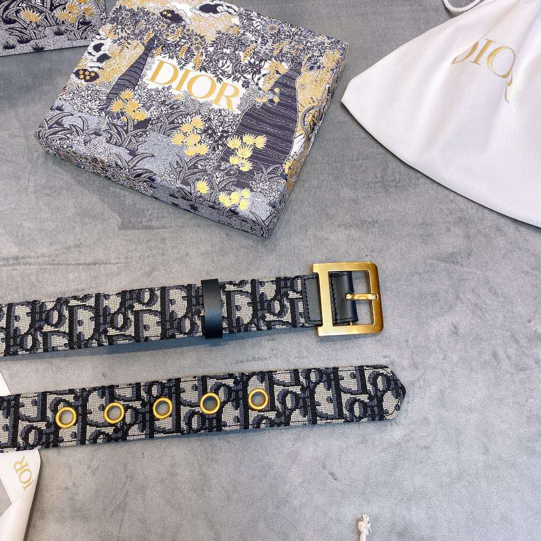 Dior Blue Oblique Jacquard Belt - 