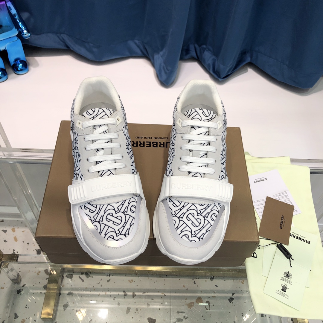 Burberry Check Cotton Canvas And Leather Sneakers - 