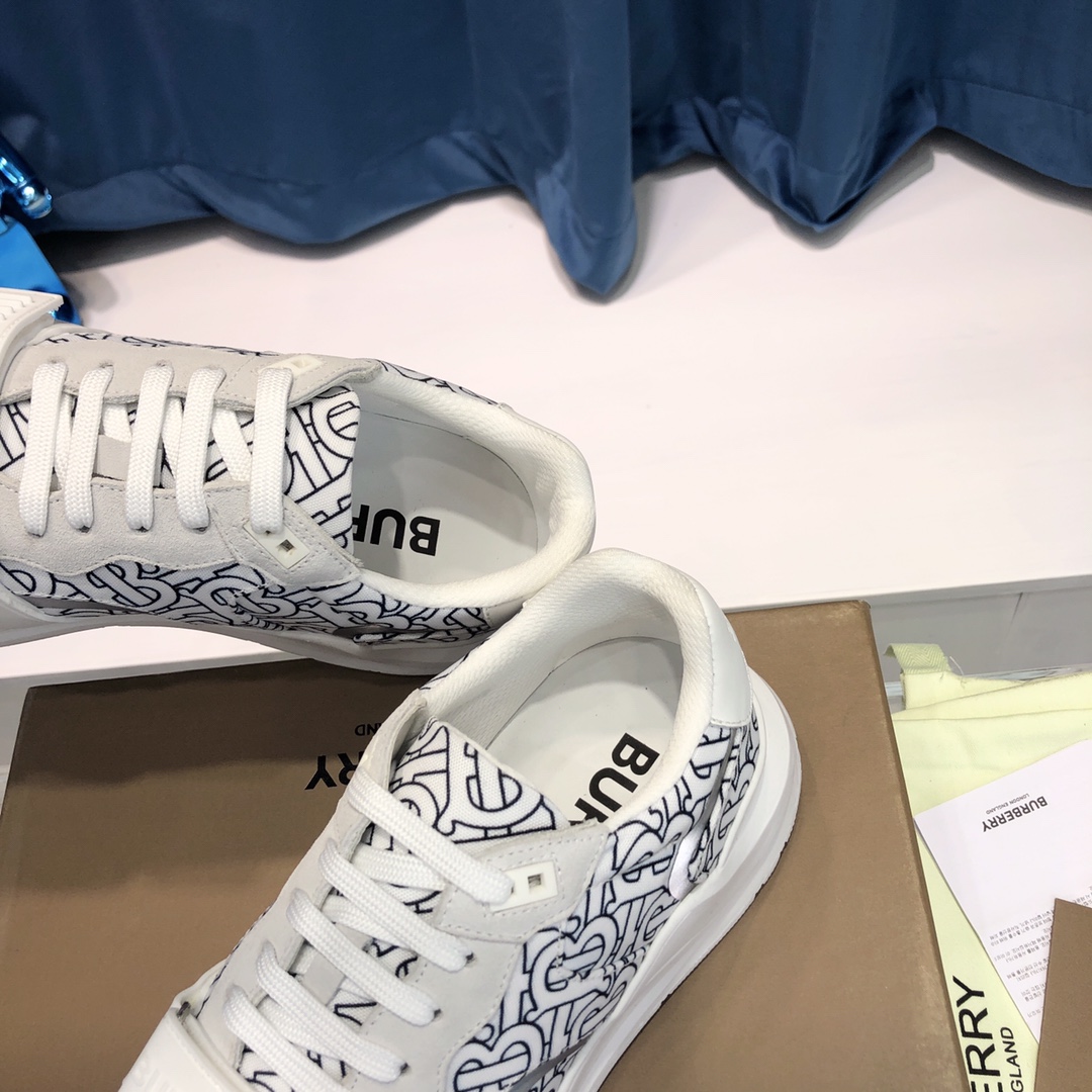 Burberry Check Cotton Canvas And Leather Sneakers - 