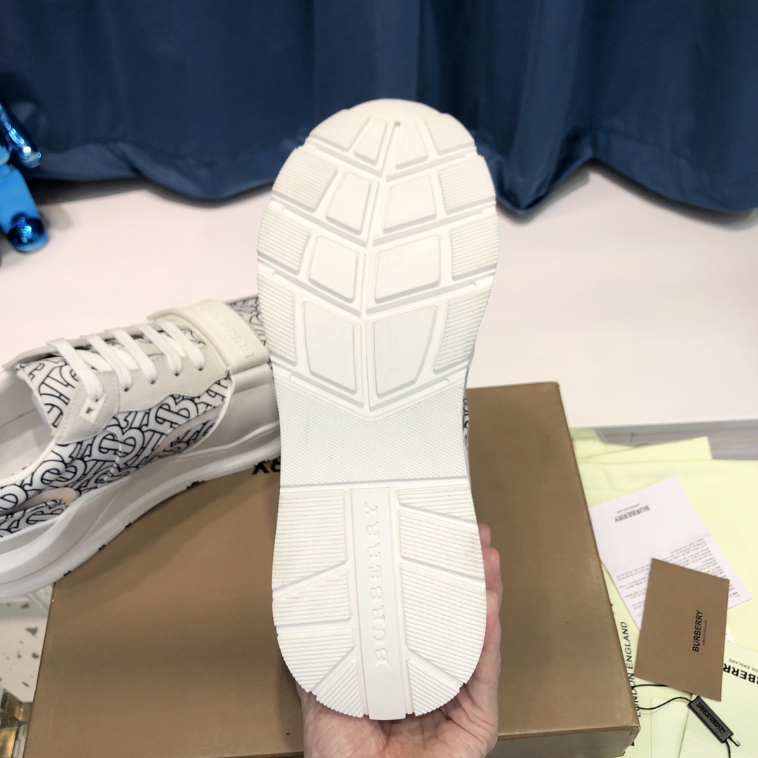 Burberry Check Cotton Canvas And Leather Sneakers - 