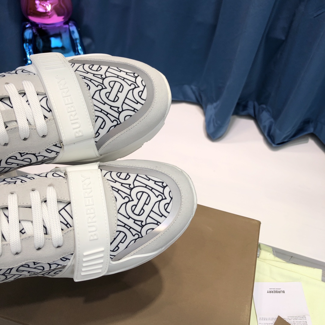 Burberry Check Cotton Canvas And Leather Sneakers - 
