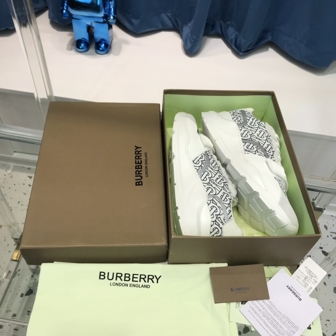 Burberry Check Cotton Canvas And Leather Sneakers - 