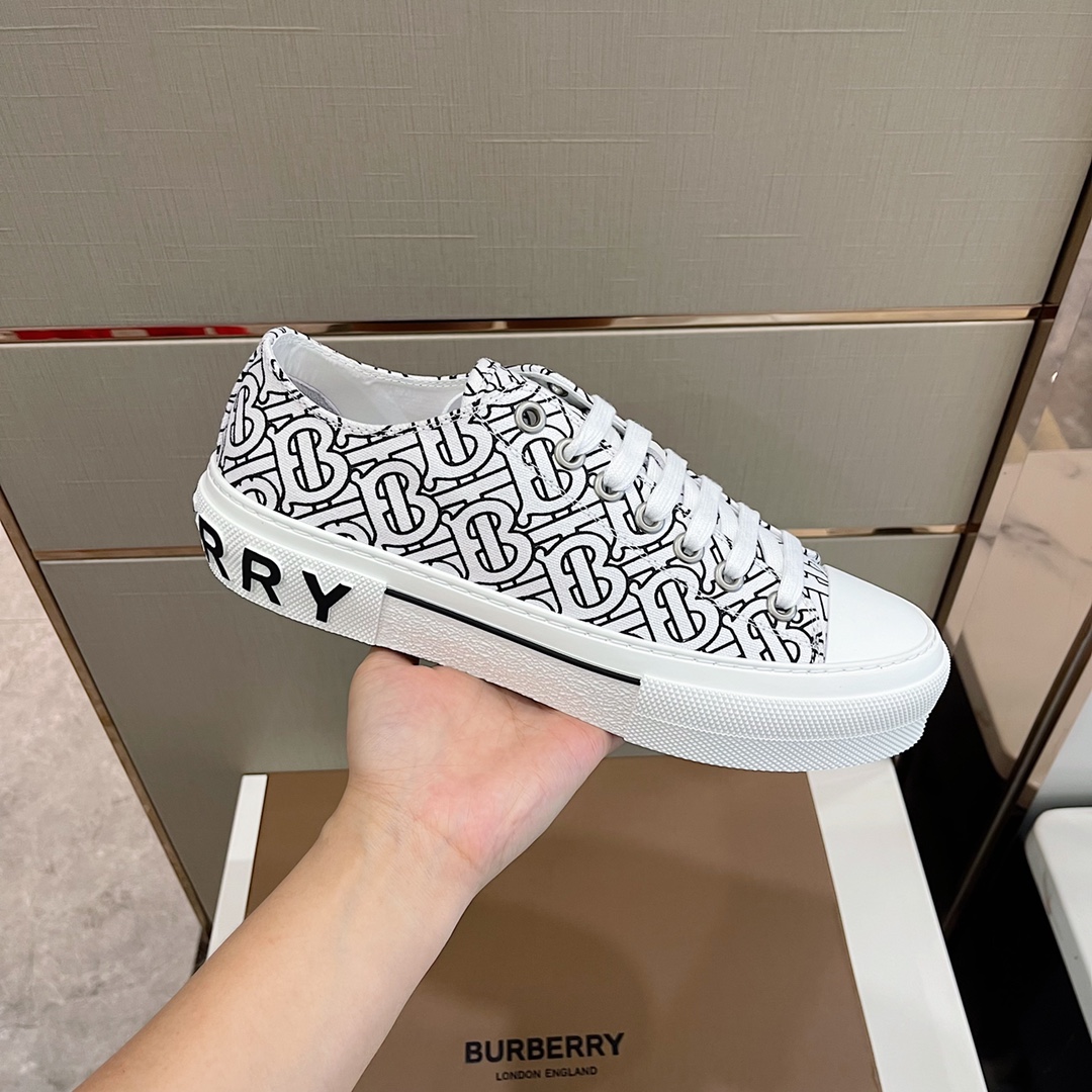 Burberry Monogram Print Cotton Sneakers - 