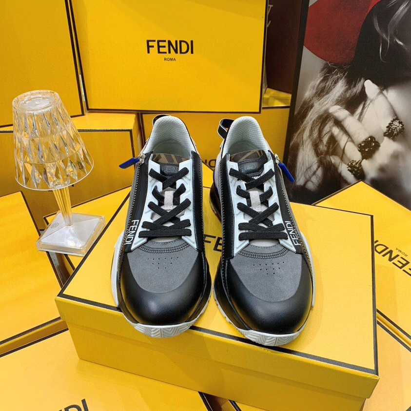Fendi Flow Beige Suede Low-Tops Sneakers - 