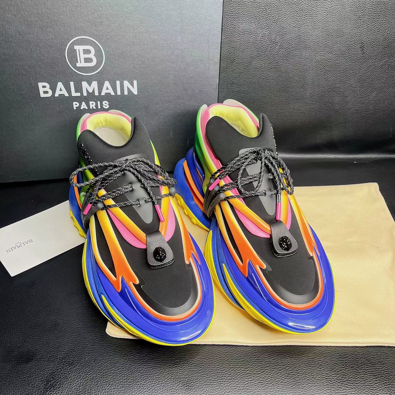Balmain Multicolor Neoprene And Leather Unicorn Low-Top Sneakers - DesignerGu