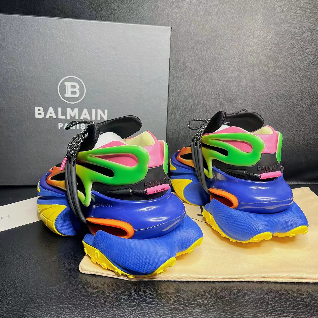 Balmain Multicolor Neoprene And Leather Unicorn Low-Top Sneakers - DesignerGu