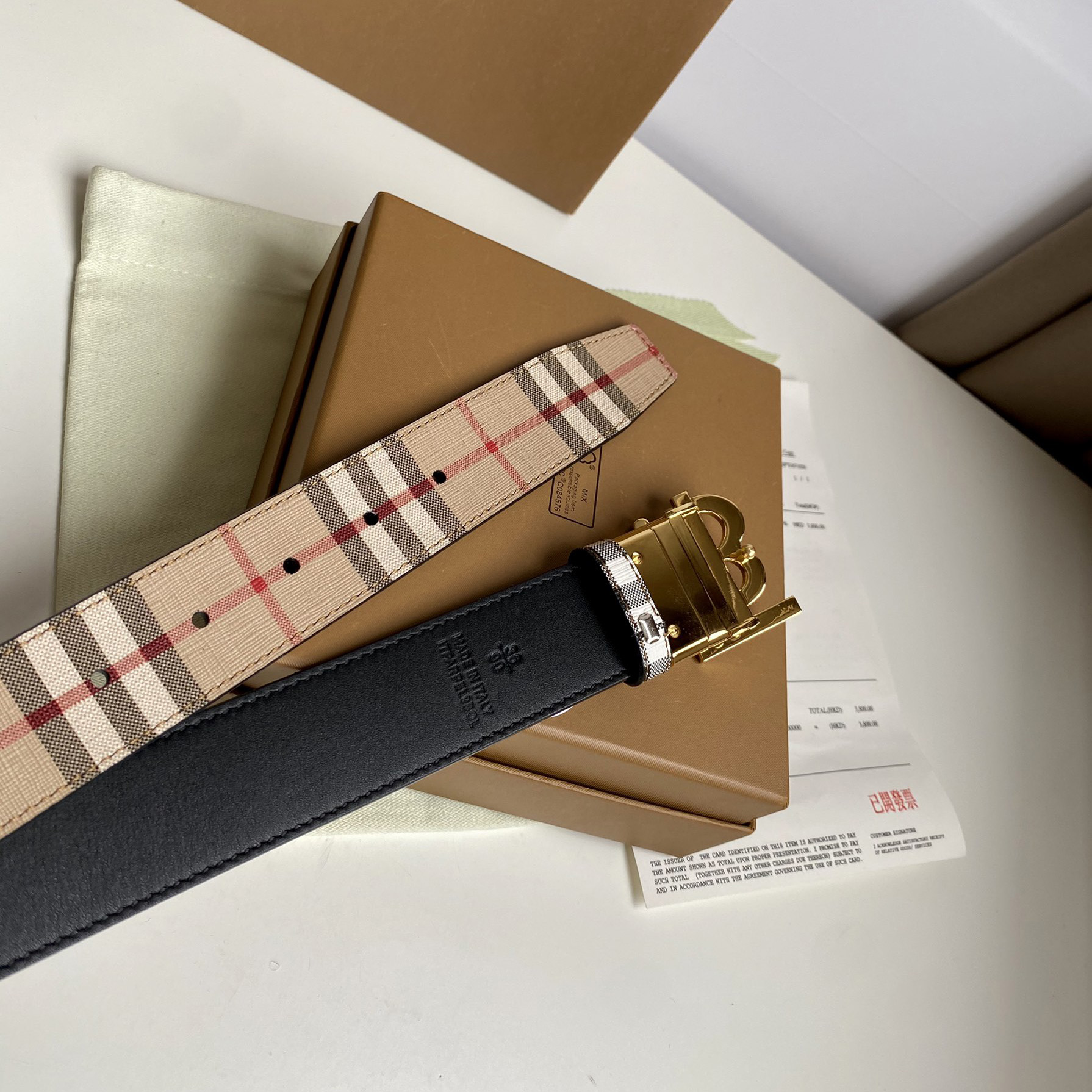 Burberry TB Monogram Vintage Check Bel—35mm - 