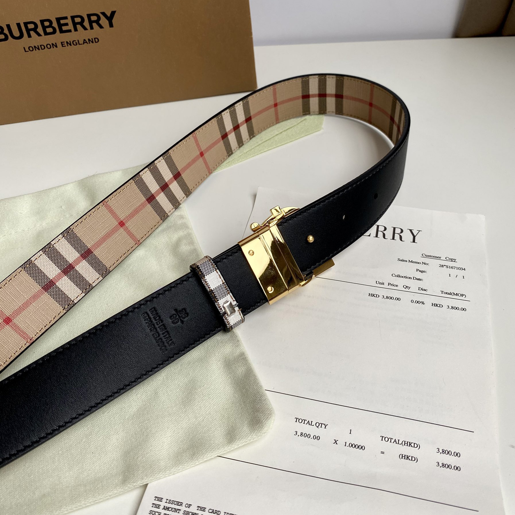 Burberry TB Monogram Vintage Check Bel—35mm - 