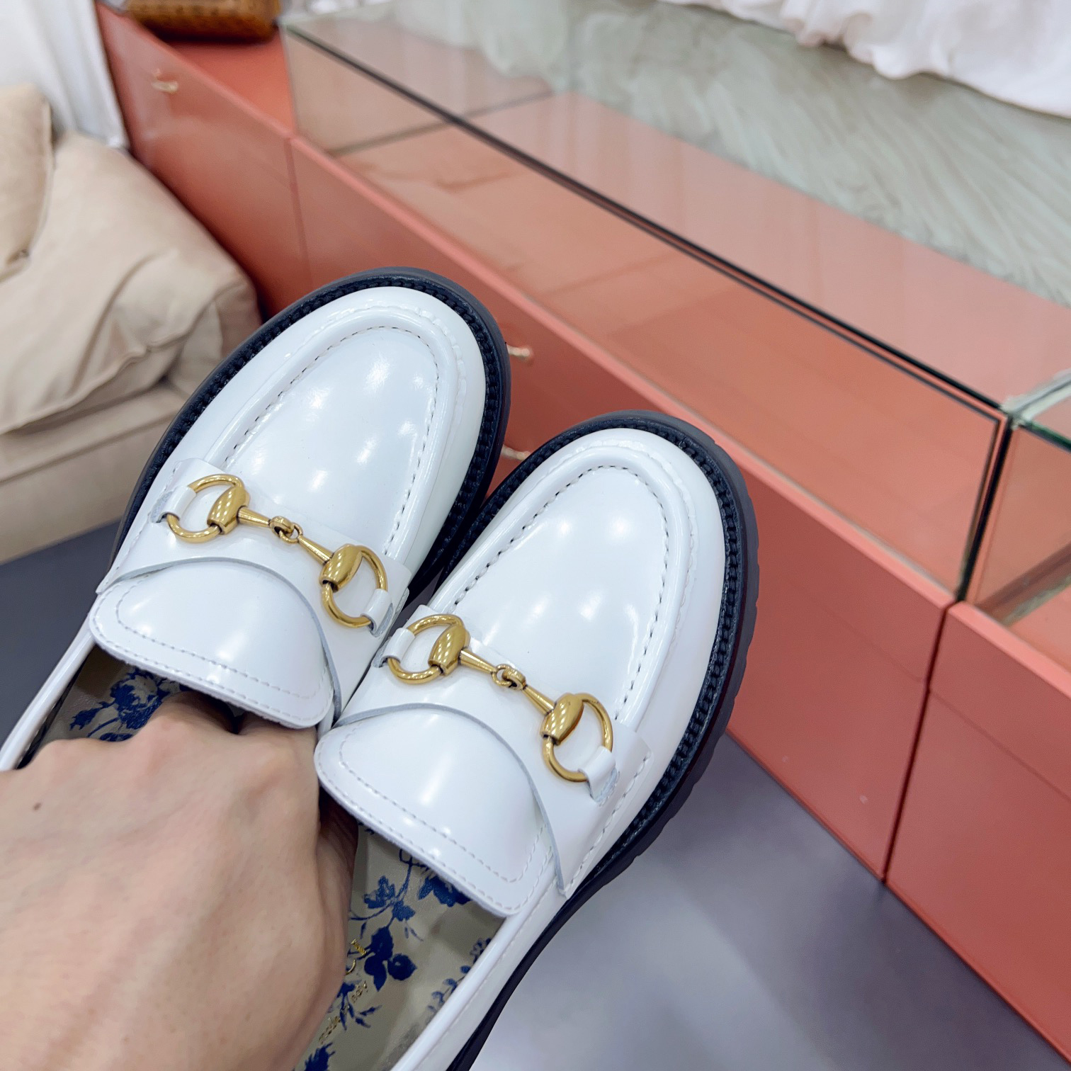 Gucci Leather Lug Sole Horsebit Loafer - 