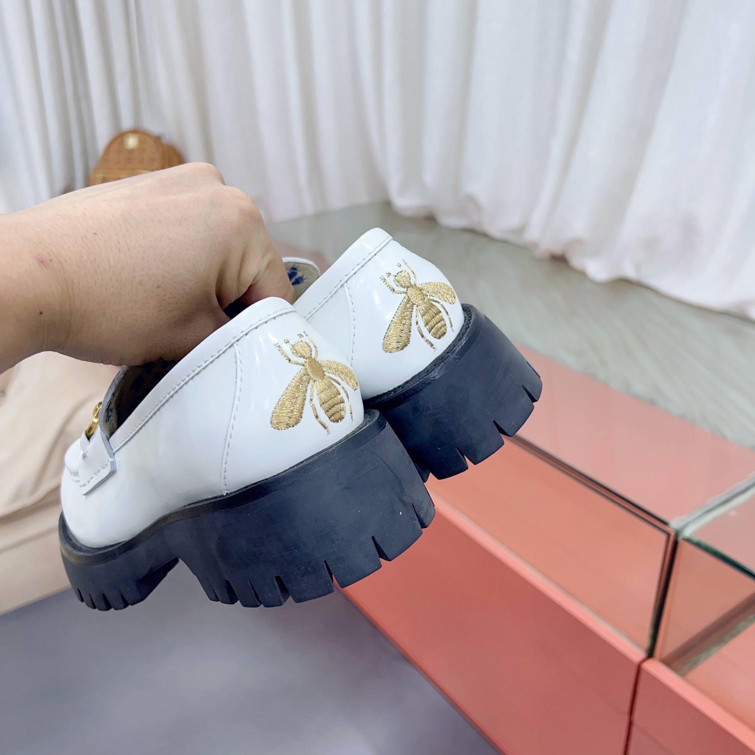 Gucci Leather Lug Sole Horsebit Loafer - 