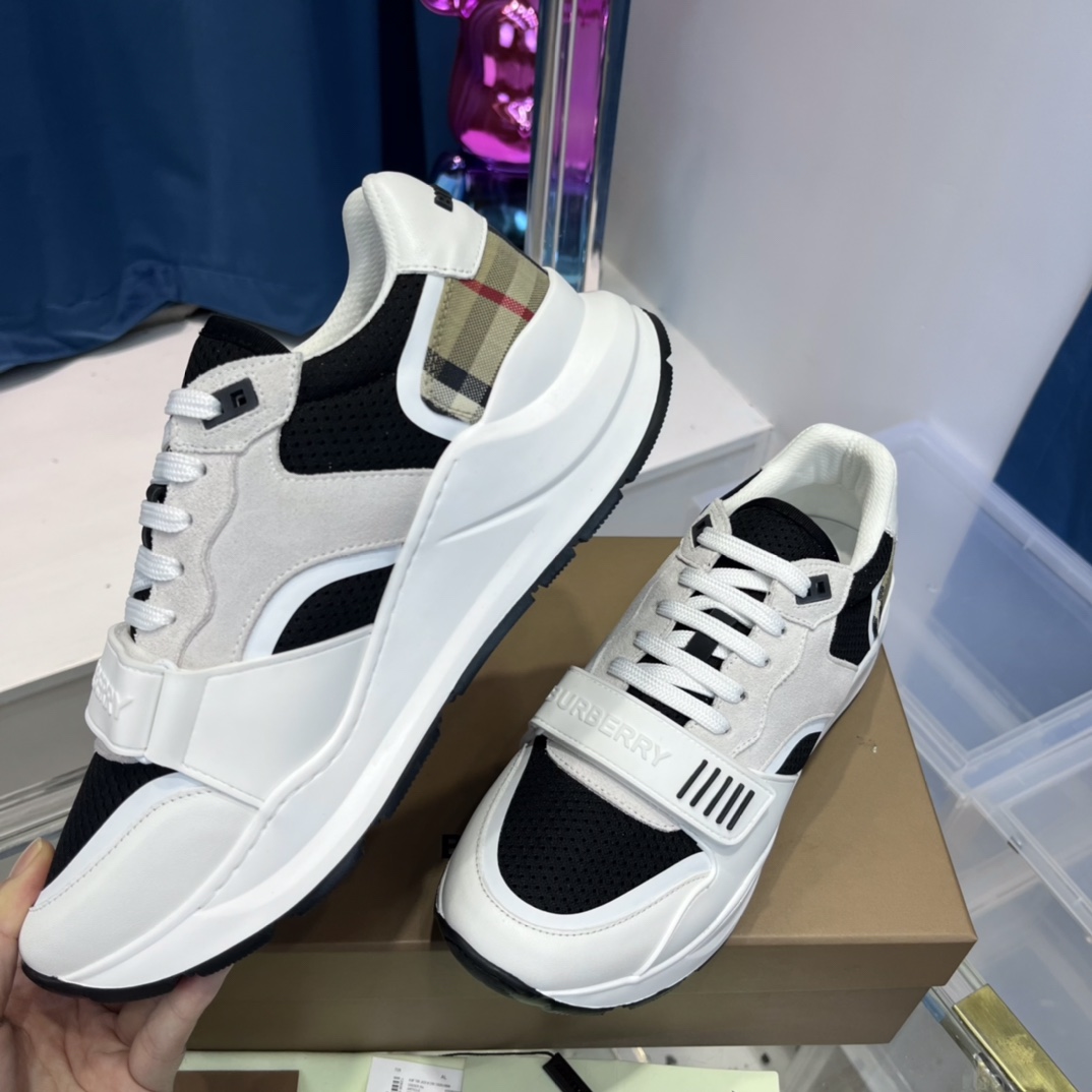 Burberry Mesh, Suede And Vintage Check Cotton Sneakers - 