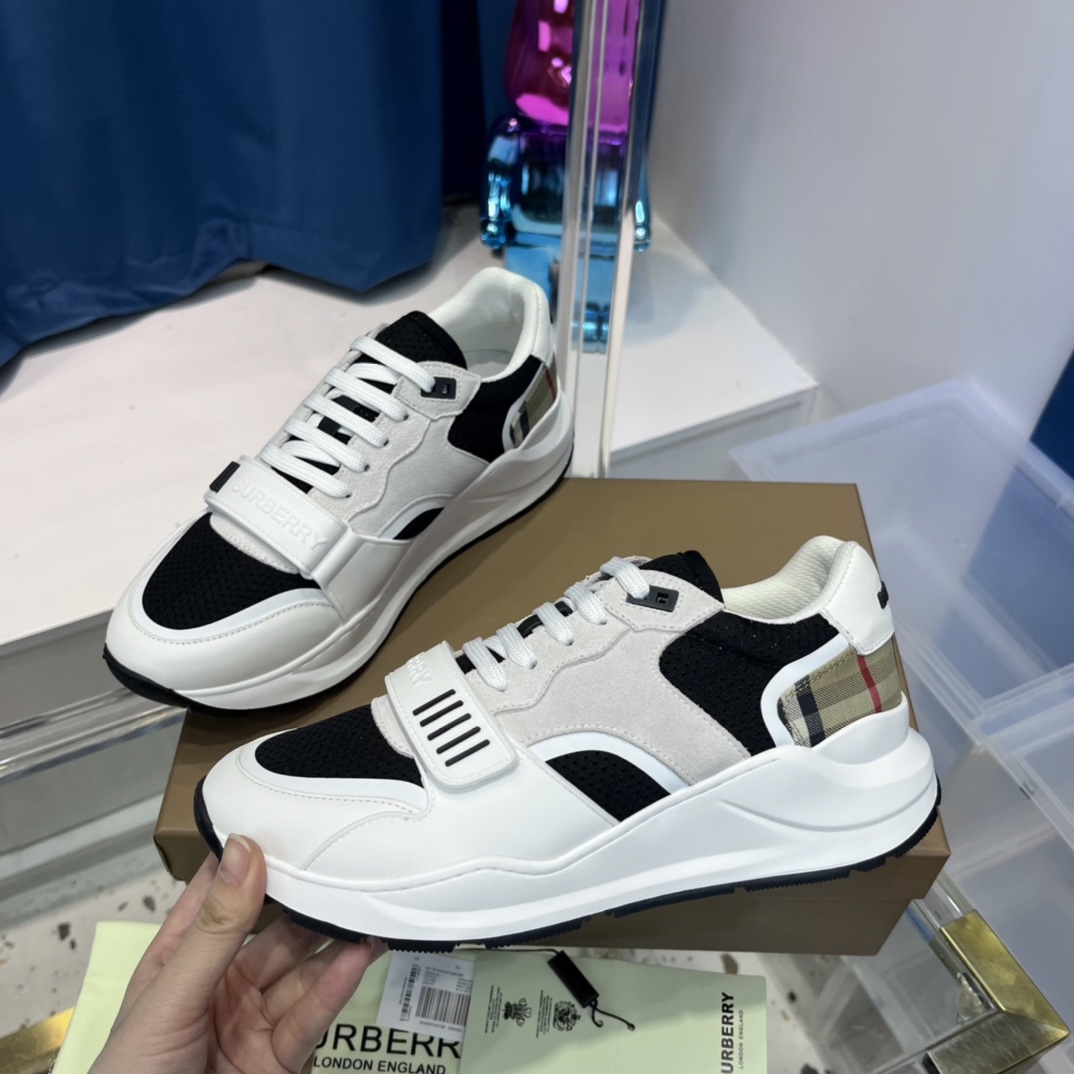 Burberry Mesh, Suede And Vintage Check Cotton Sneakers - 