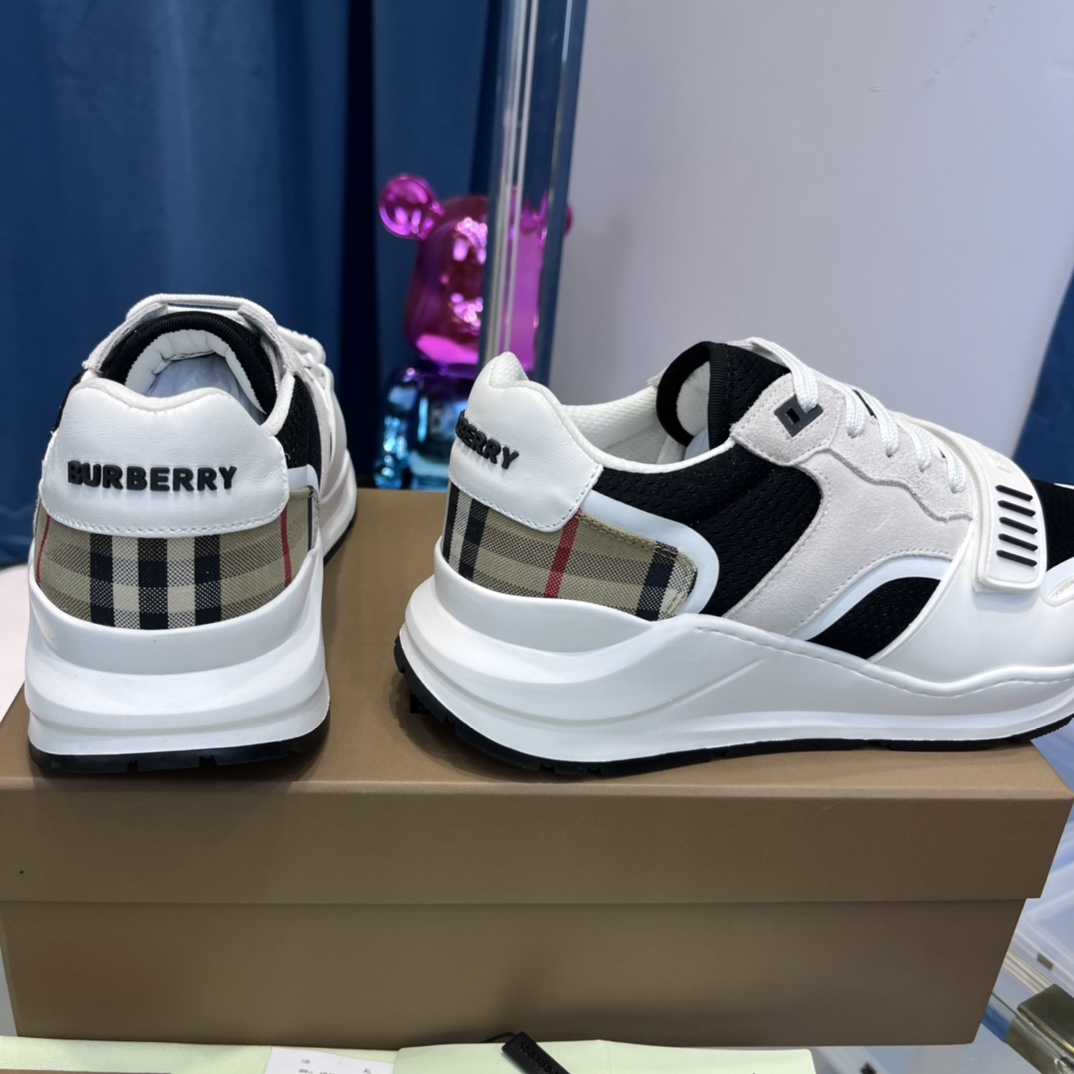 Burberry Mesh, Suede And Vintage Check Cotton Sneakers - 
