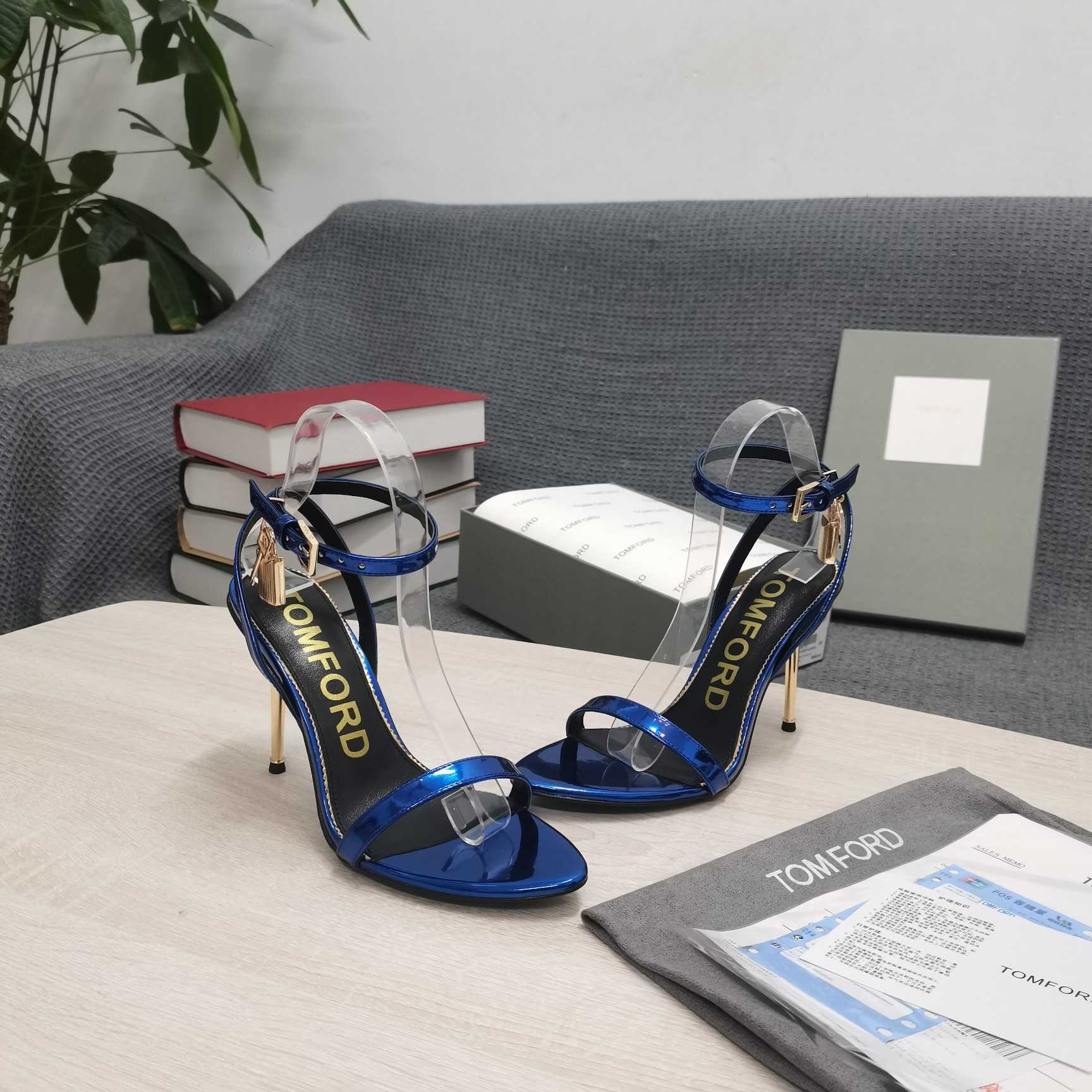 Tom Ford Satin Padlock Pointy Naked Sandal - 