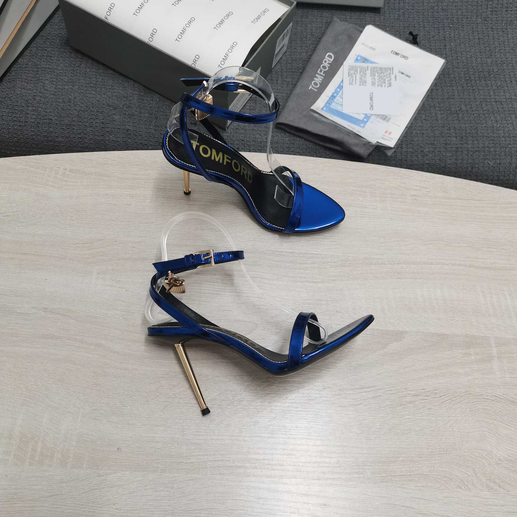 Tom Ford Satin Padlock Pointy Naked Sandal - 