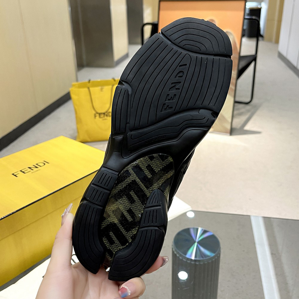 Fendi Faster Trainers Black Nubuck Leather Low-Tops Sneakers - 