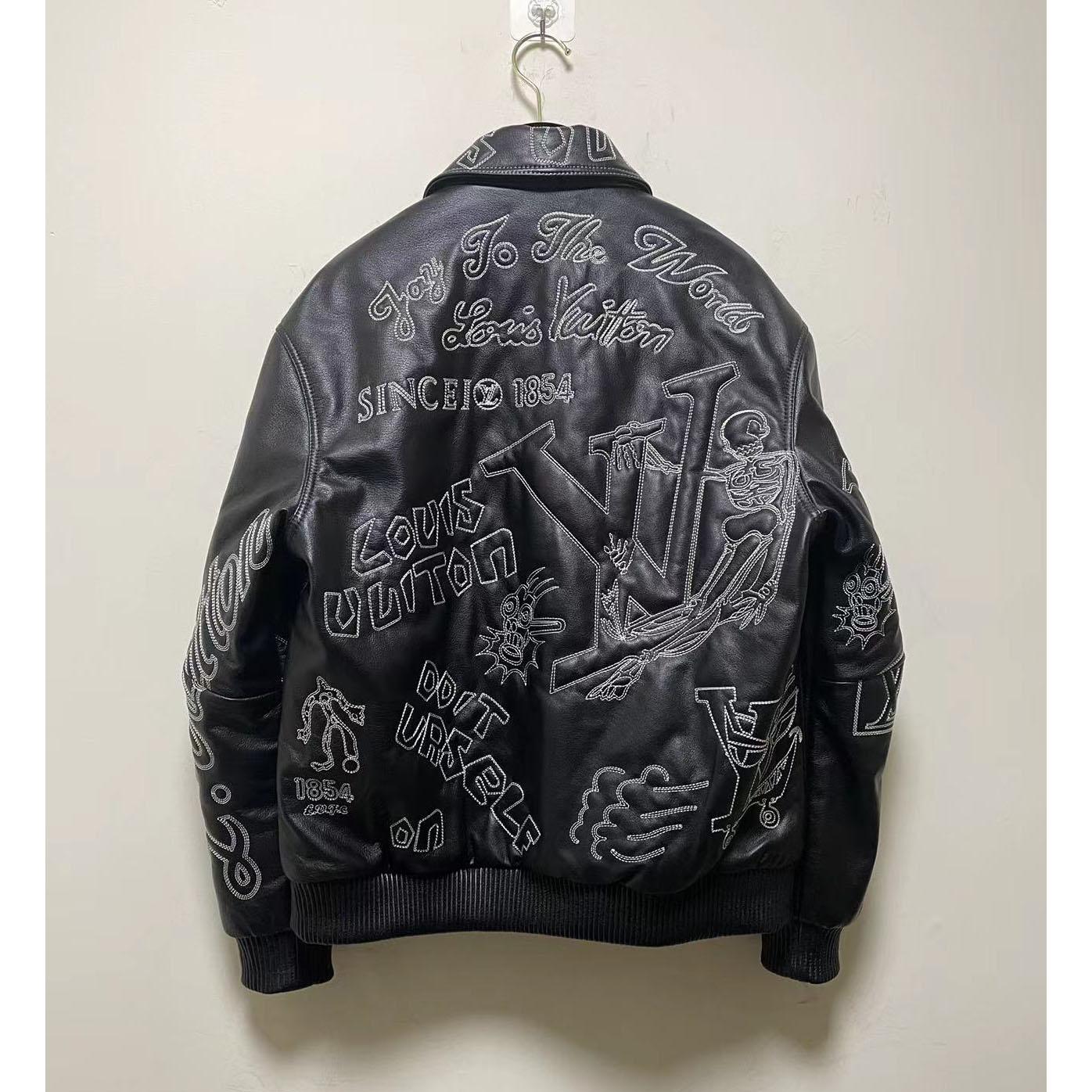 Louis Vuitton Black Leather 'Tourist vs. Purist' Bomber Jacket - 
