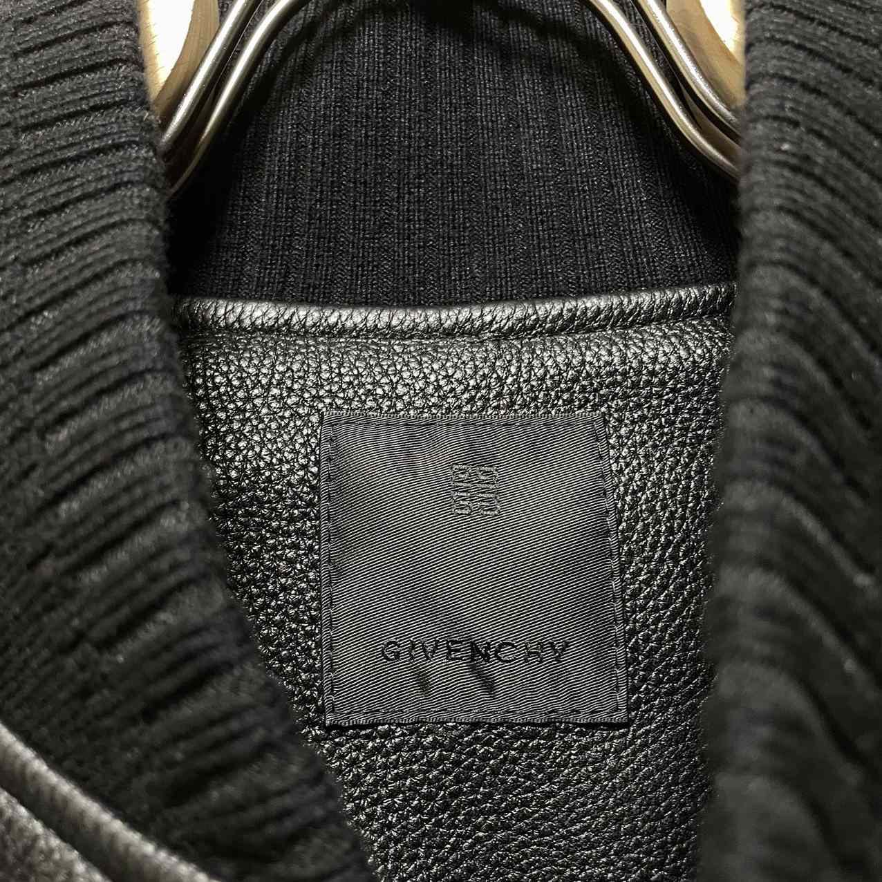 Givenchy Logo Leather Bomber Jacket In Black - 