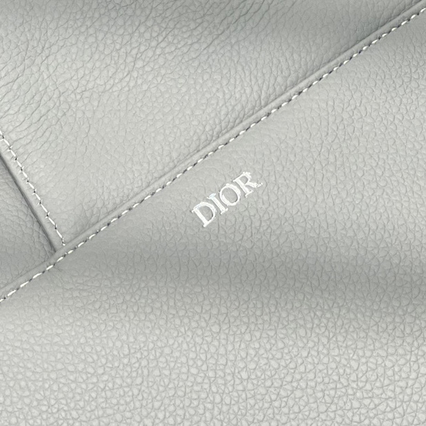 Dior Saddle Bag Dior Gray Grained Calfskin With Christian Dior 1947 Signature (26 x 19 x 4.5CM) - 