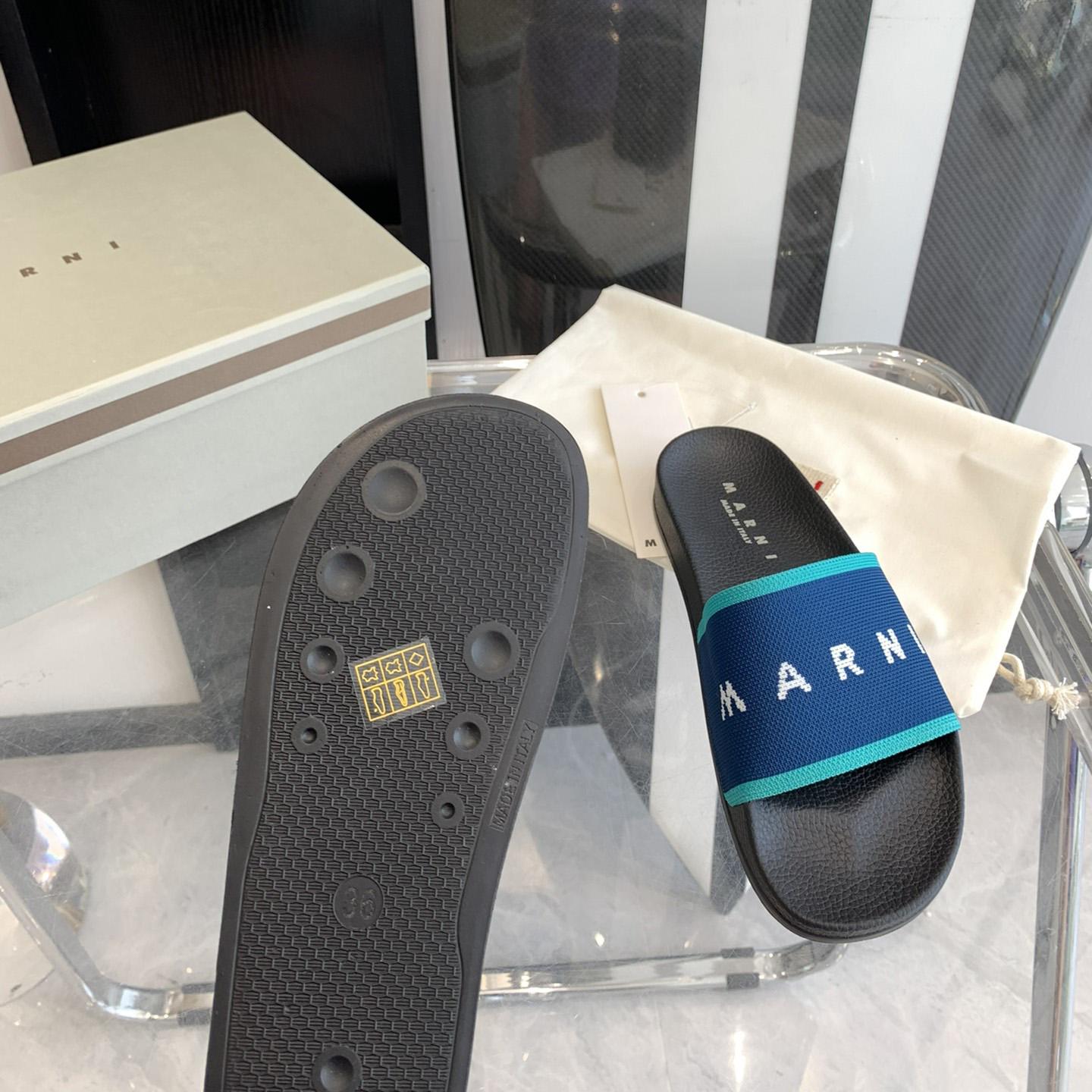 Marni Blue Logo Jacquard Rubber Slide - 