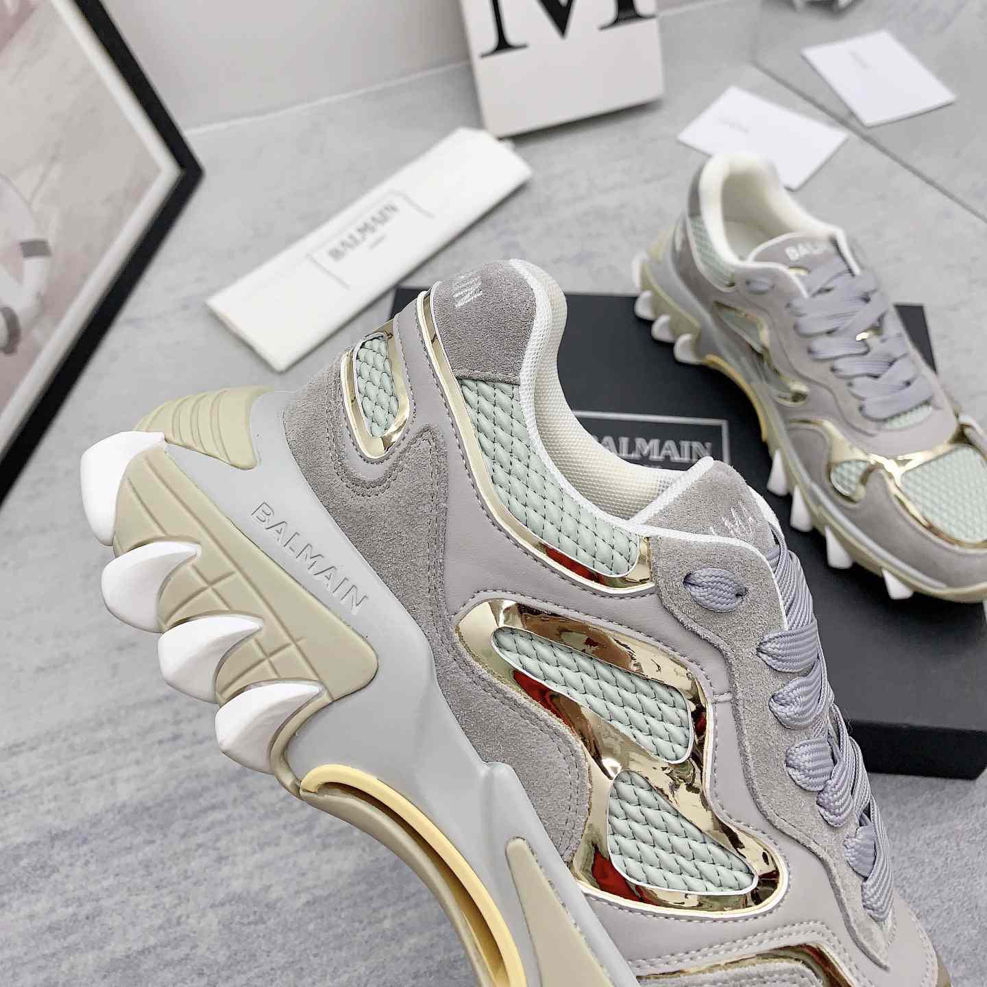 Balmain Beige B-East Sneakers - 