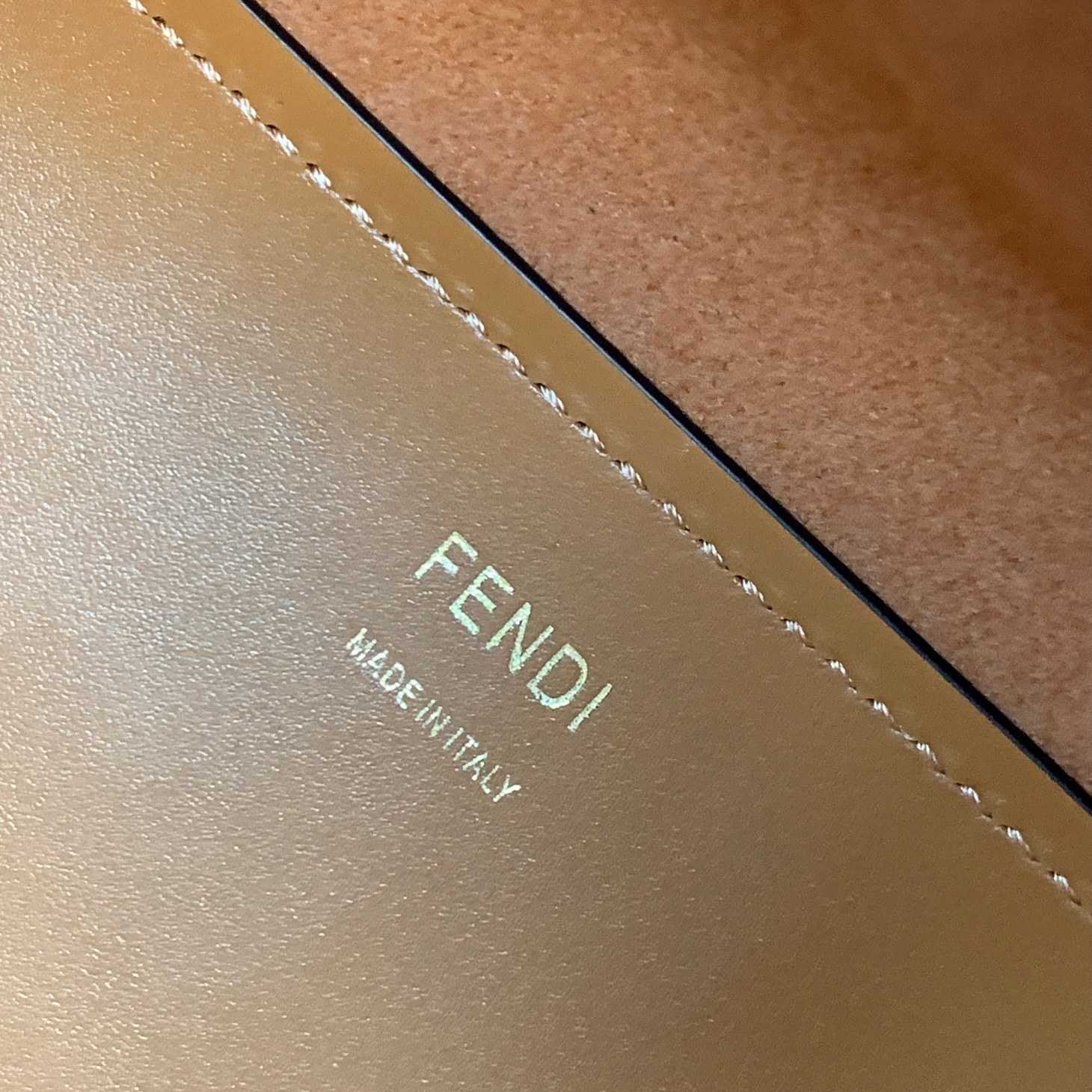 Fendi Sunshine Medium Light Brown Leather And Elaphe Shopper Bag - 