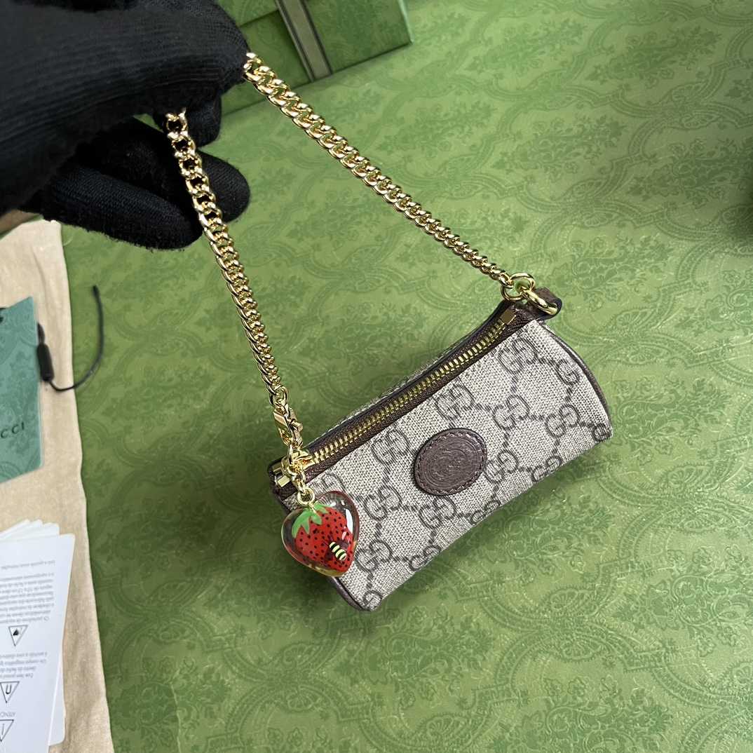 Gucci Coin Purse With Double G Strawberry  - DesignerGu