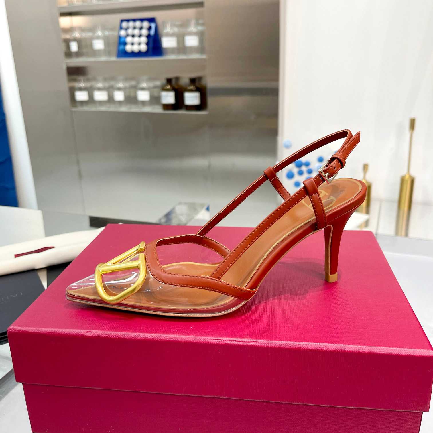 Valenti VLogo Signature Slingback Pump In Transparent Polymer Material  80MM - 