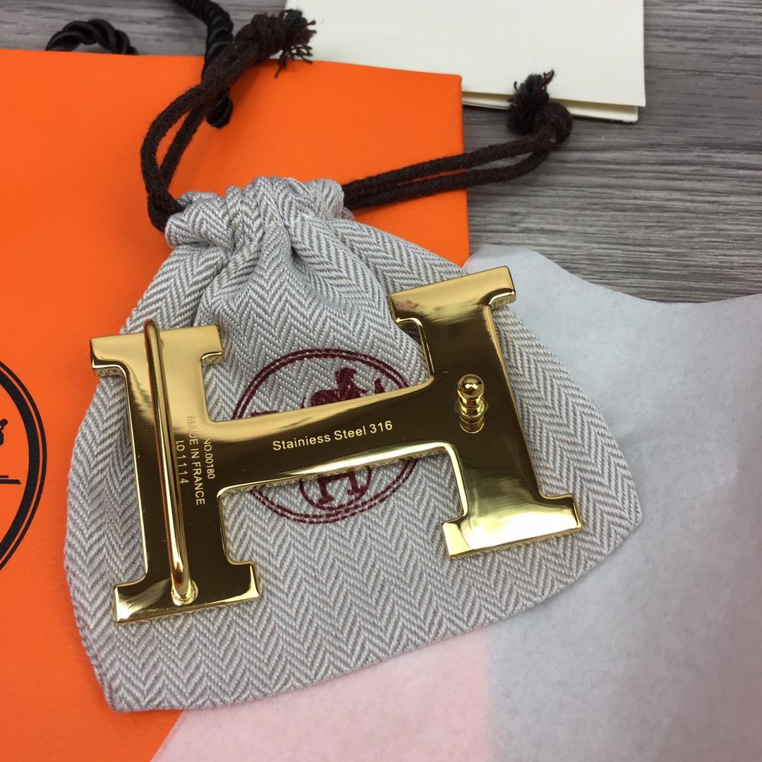 Hermes Brown Leather H Buckle Belt - 