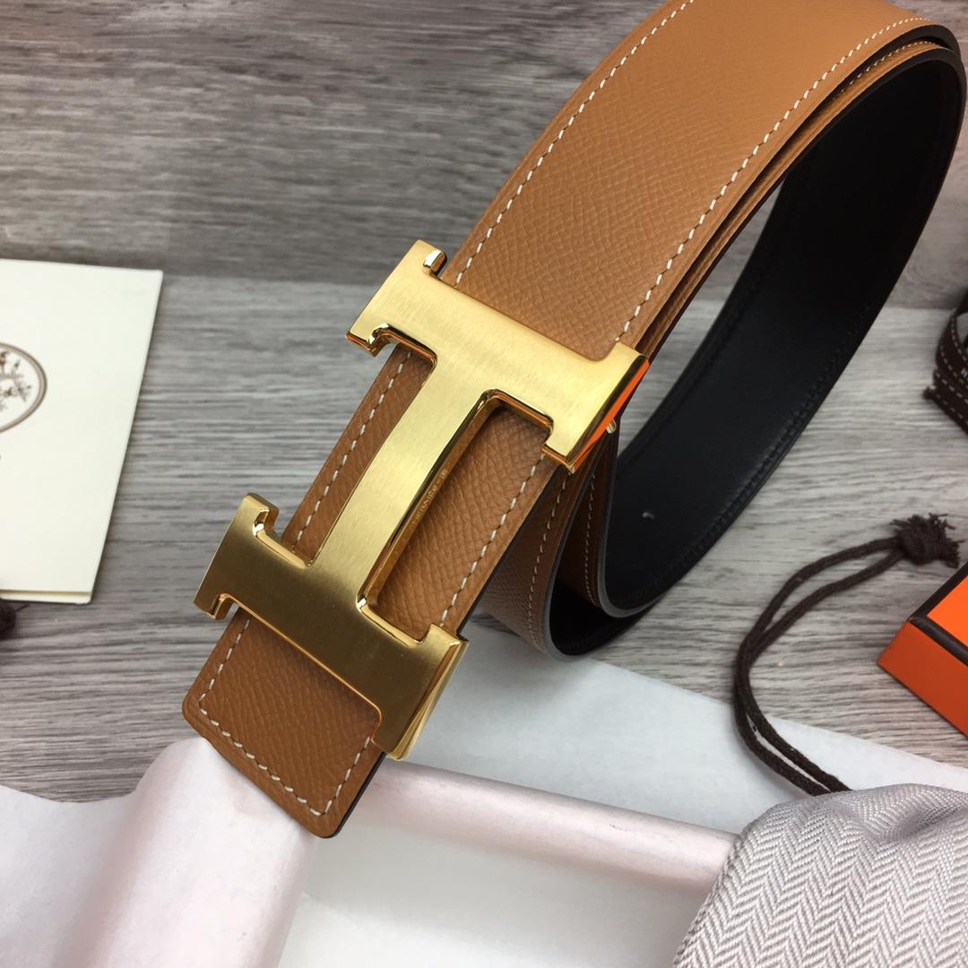 Hermes Brown Leather H Buckle Belt - 