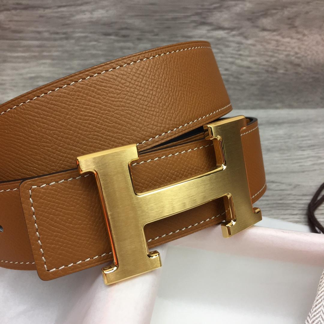 Hermes Brown Leather H Buckle Belt - 