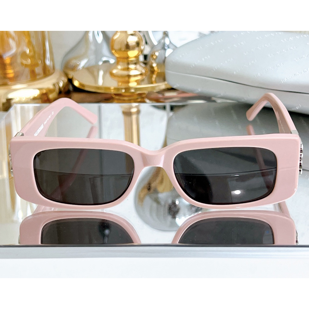 Balenciaga Dynasty Rectangle Sunglasses In Pink    bb0096 - 