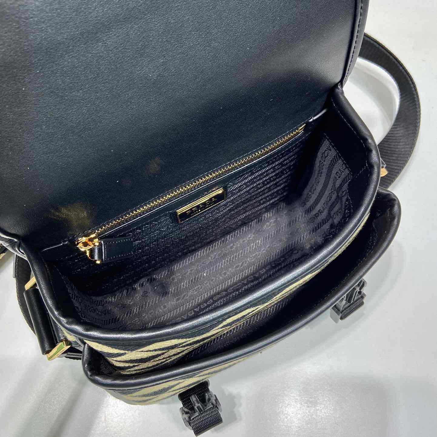 Prada Symbole Embroidered Fabric Bag - 