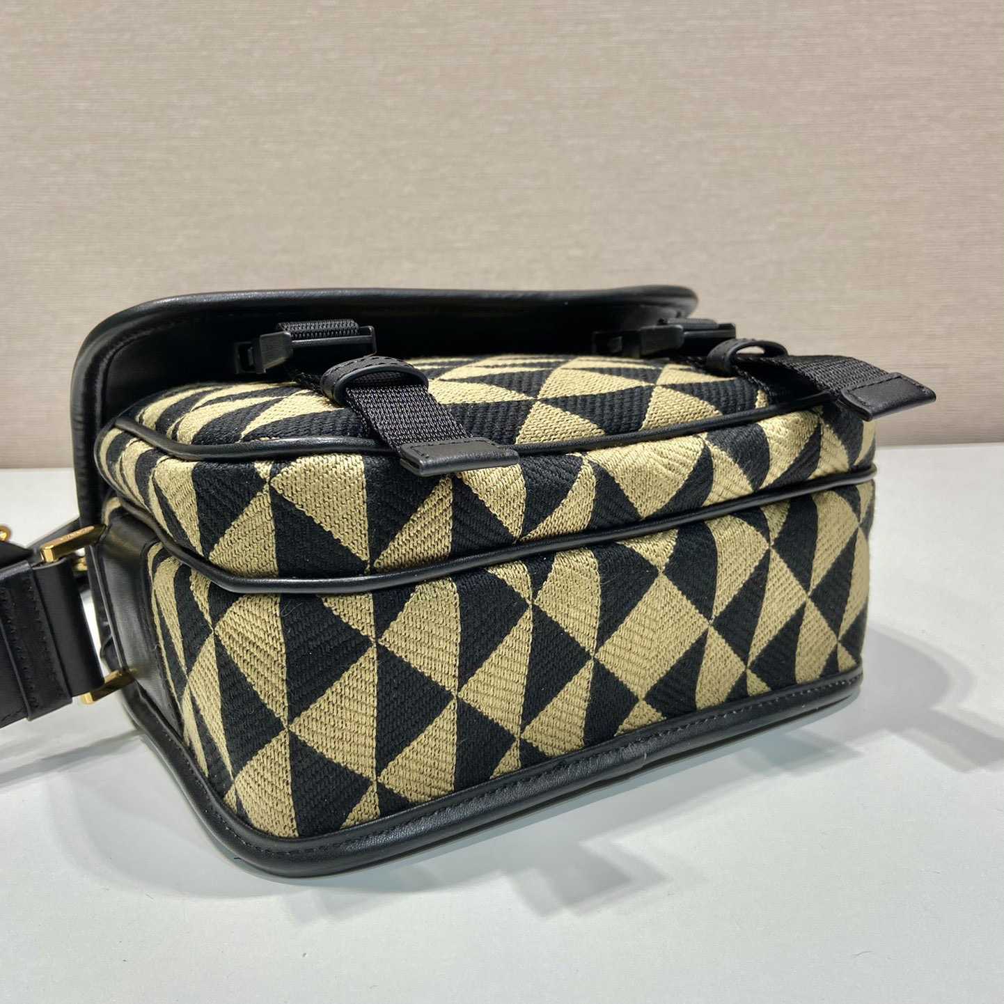 Prada Symbole Embroidered Fabric Bag - 