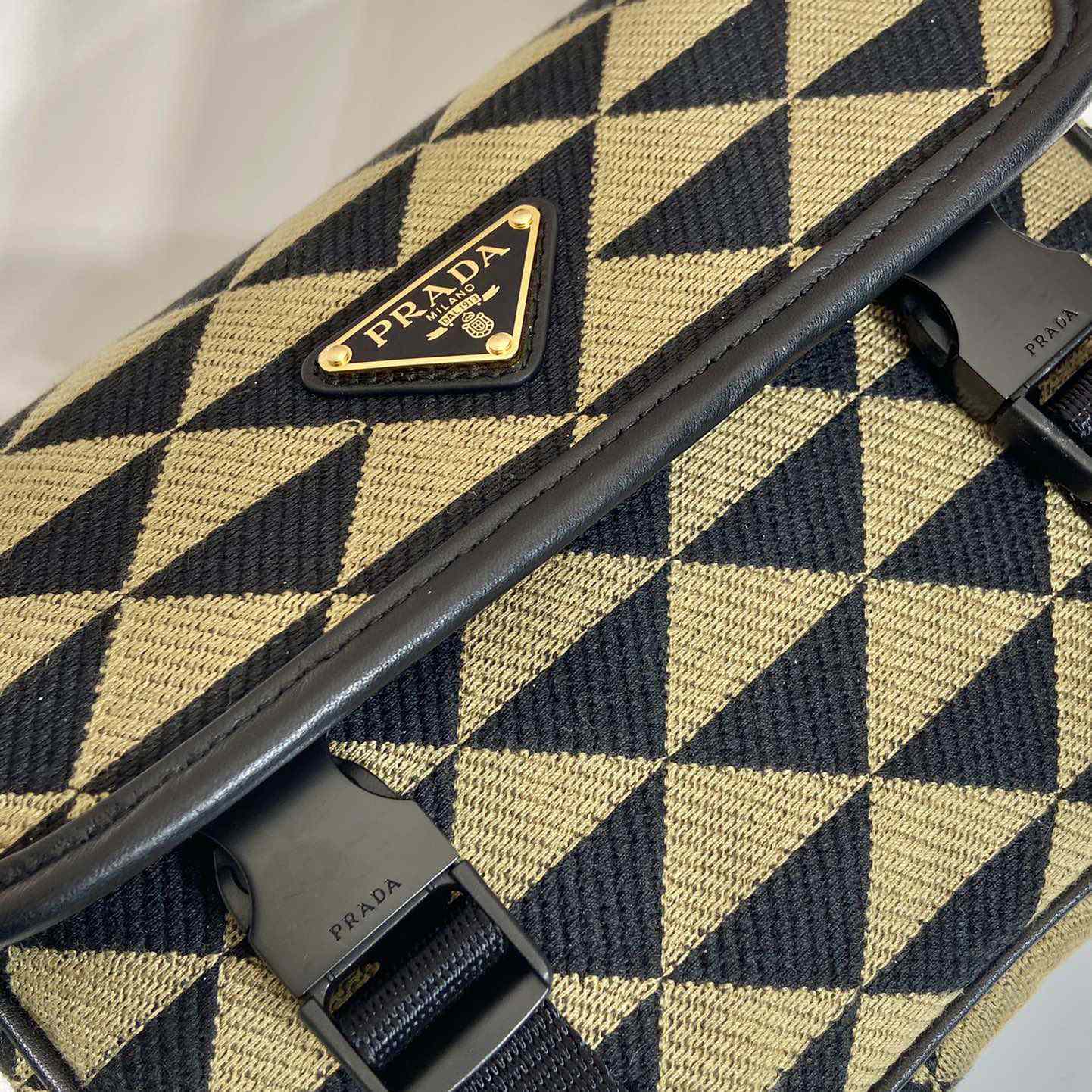 Prada Symbole Embroidered Fabric Bag - 
