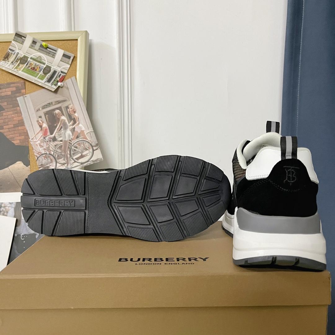 Burberry Logo Embossed, Leather, Suede And Mesh Sneakers - 