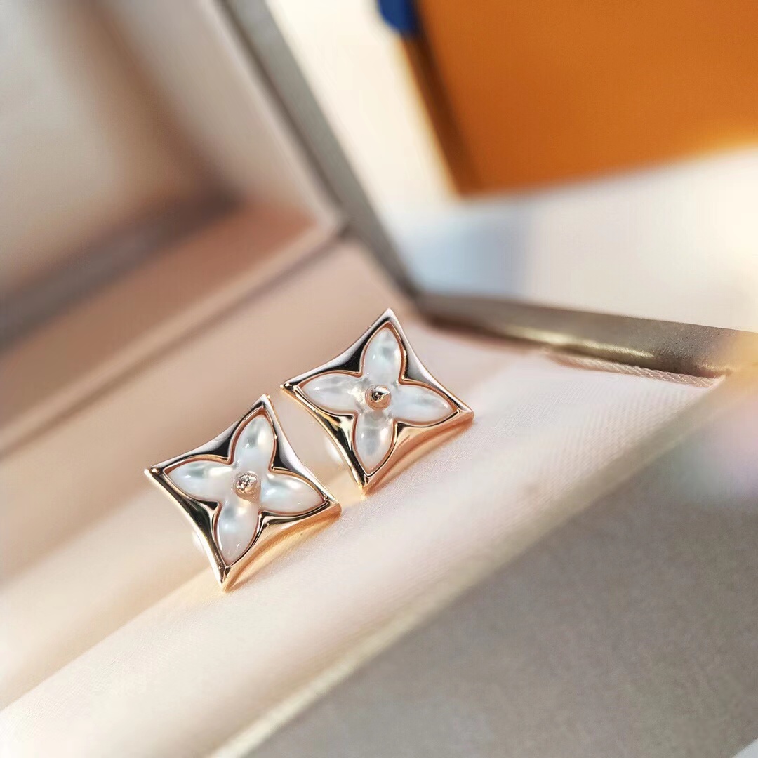 Louis Vuitton Color Blossom Star Ear Stud, Pink Gold And White Mother   Q96426 - 