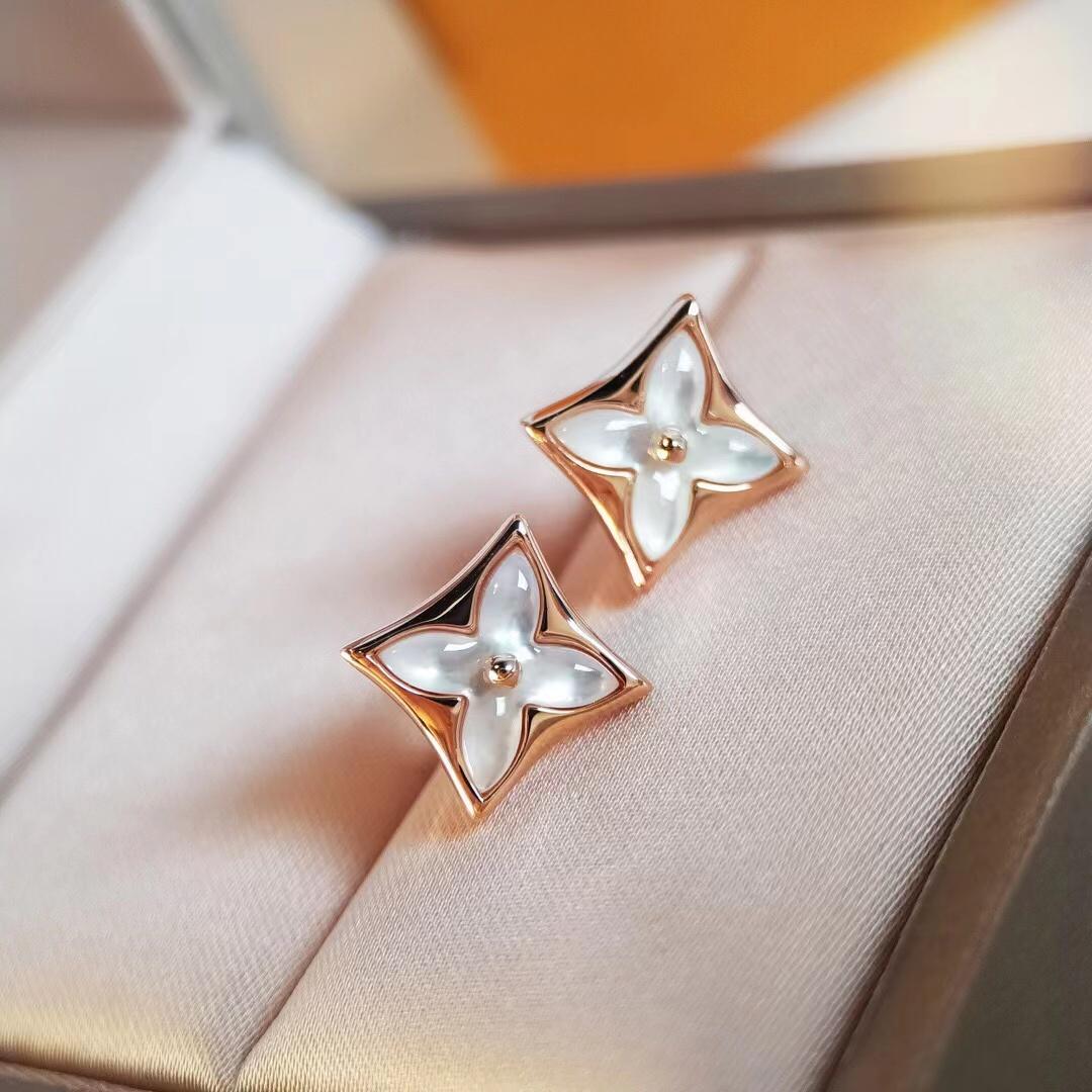 Louis Vuitton Color Blossom Star Ear Stud, Pink Gold And White Mother   Q96426 - 