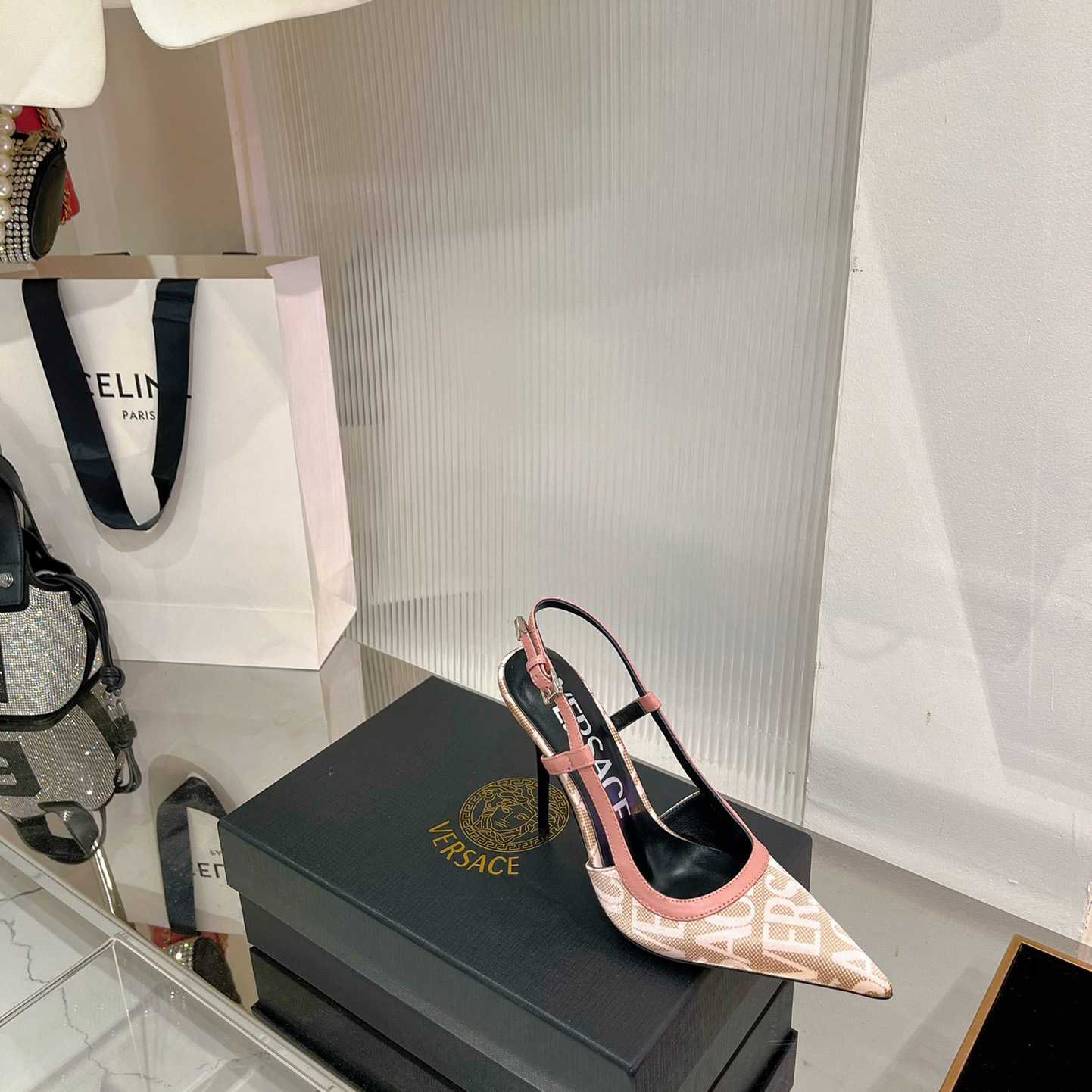 Versace Logo-jacquard 110mm Slingback Pumps - 