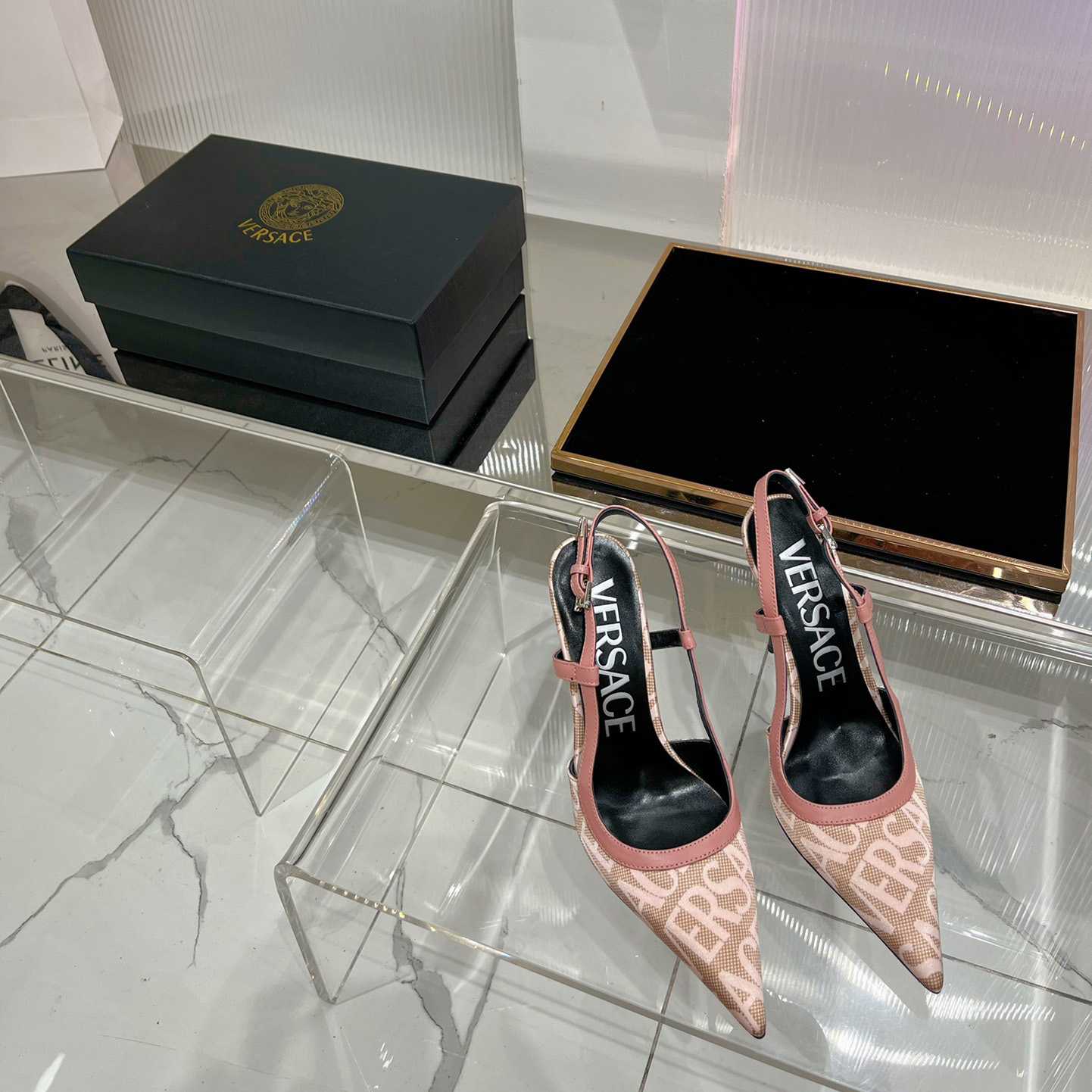 Versace Logo-jacquard 110mm Slingback Pumps - 