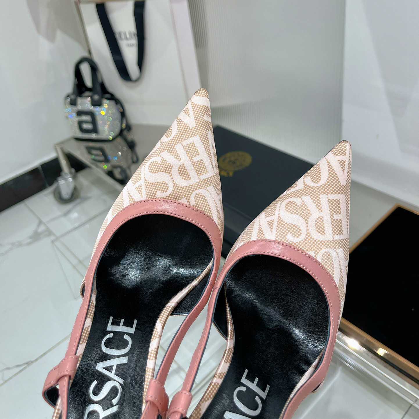 Versace Logo-jacquard 110mm Slingback Pumps - 