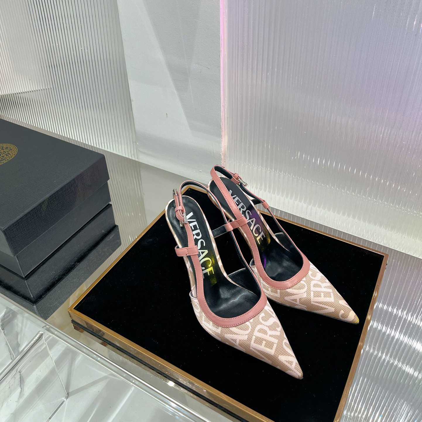 Versace Logo-jacquard 110mm Slingback Pumps - 
