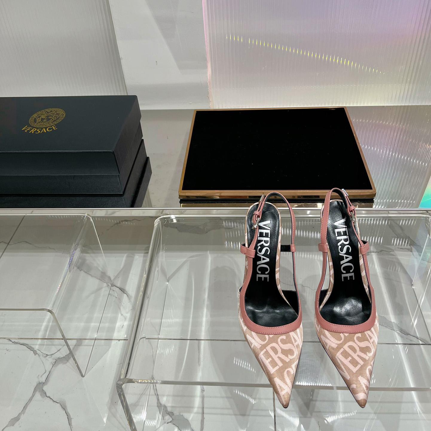 Versace Logo-jacquard 110mm Slingback Pumps - 
