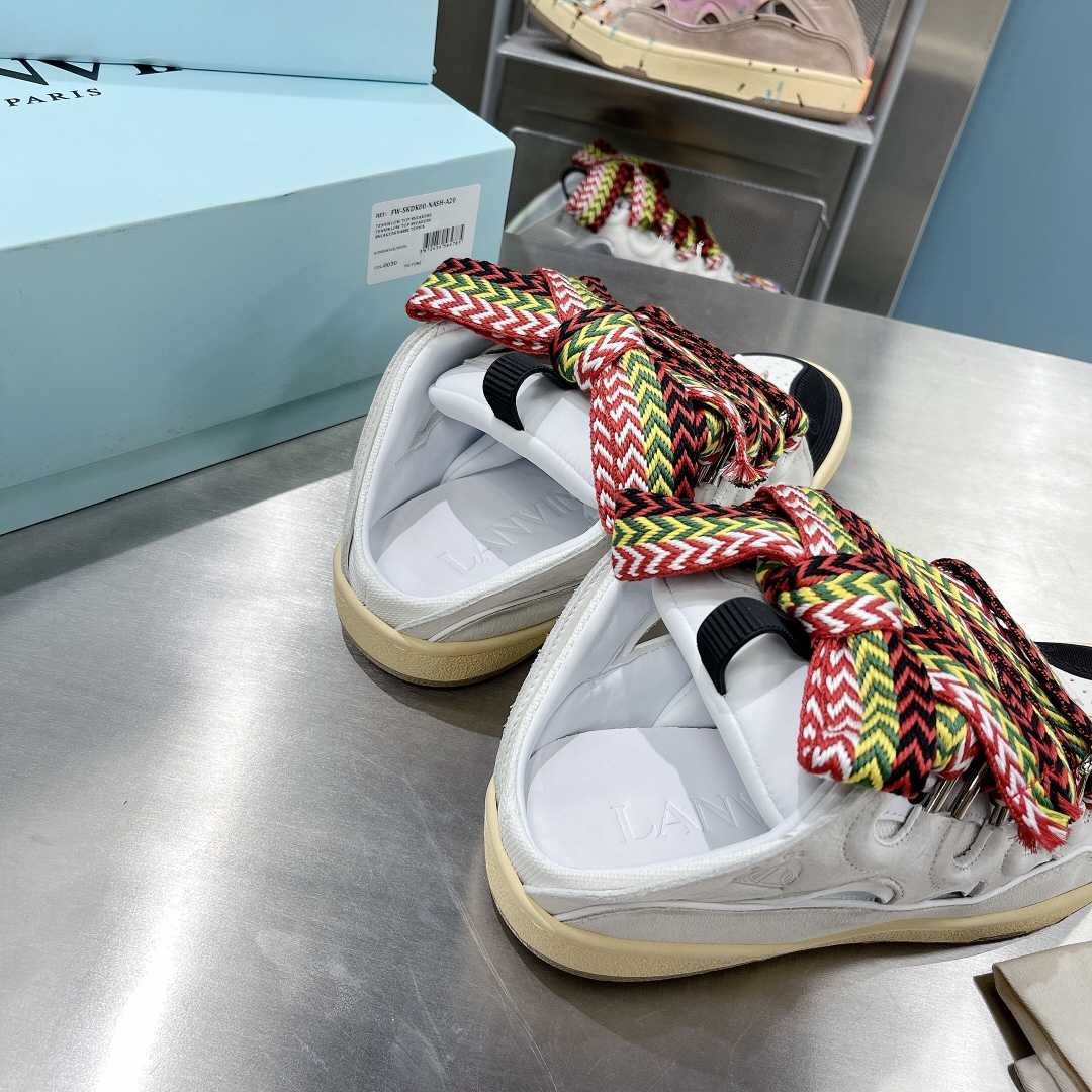 Lanvin Leather And Glitter Technical Material Curb Sneakers  - 