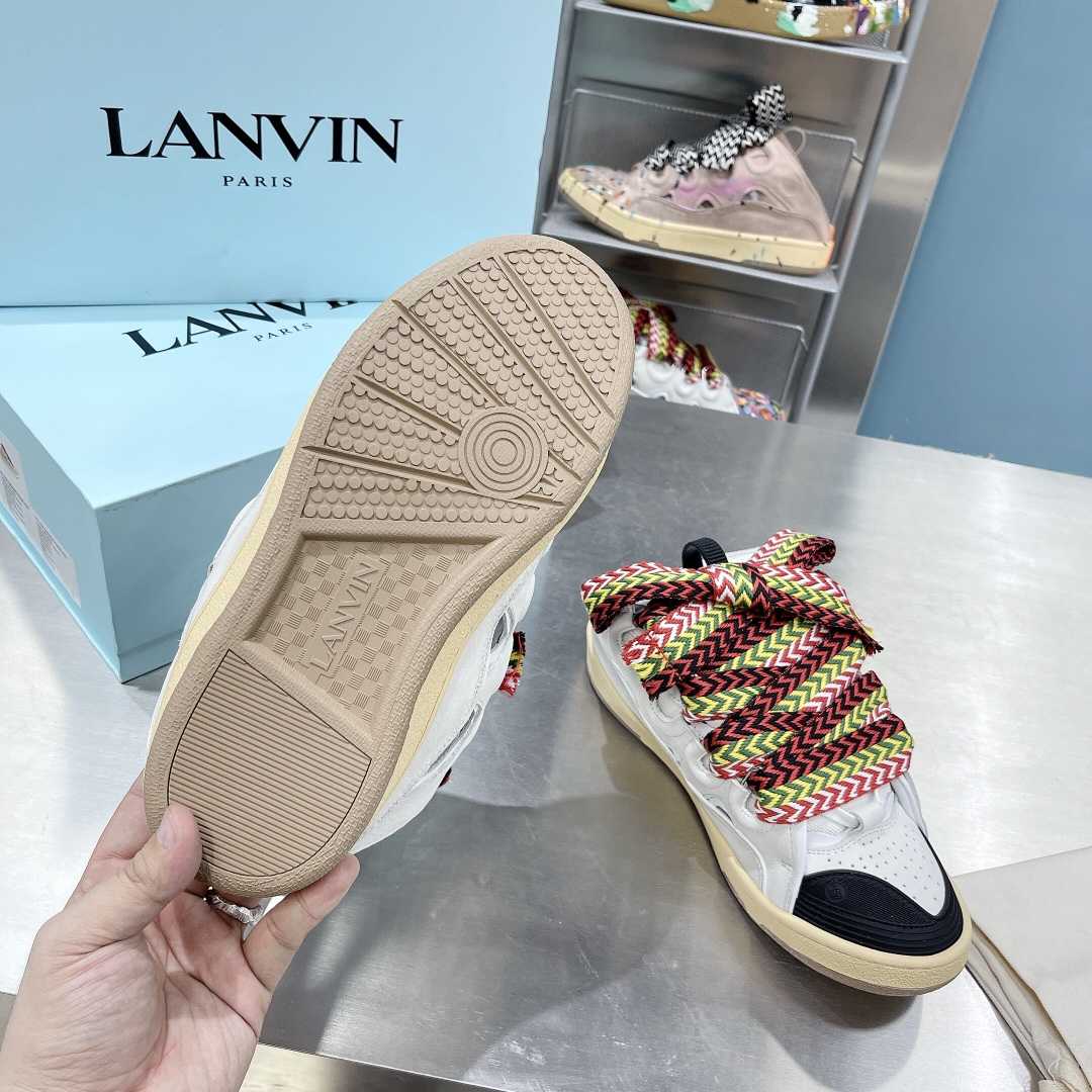 Lanvin Leather And Glitter Technical Material Curb Sneakers  - 