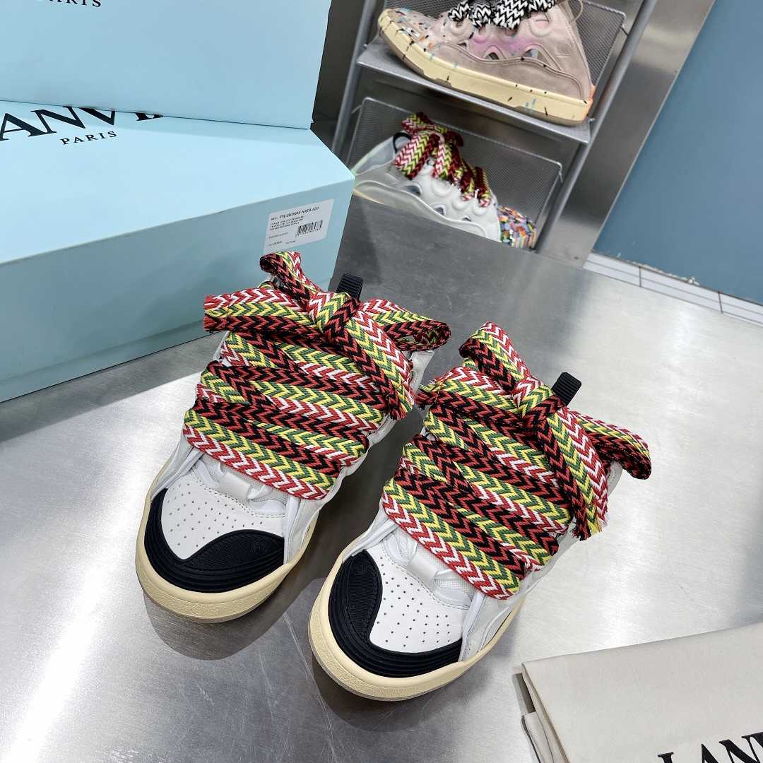Lanvin Leather And Glitter Technical Material Curb Sneakers  - 