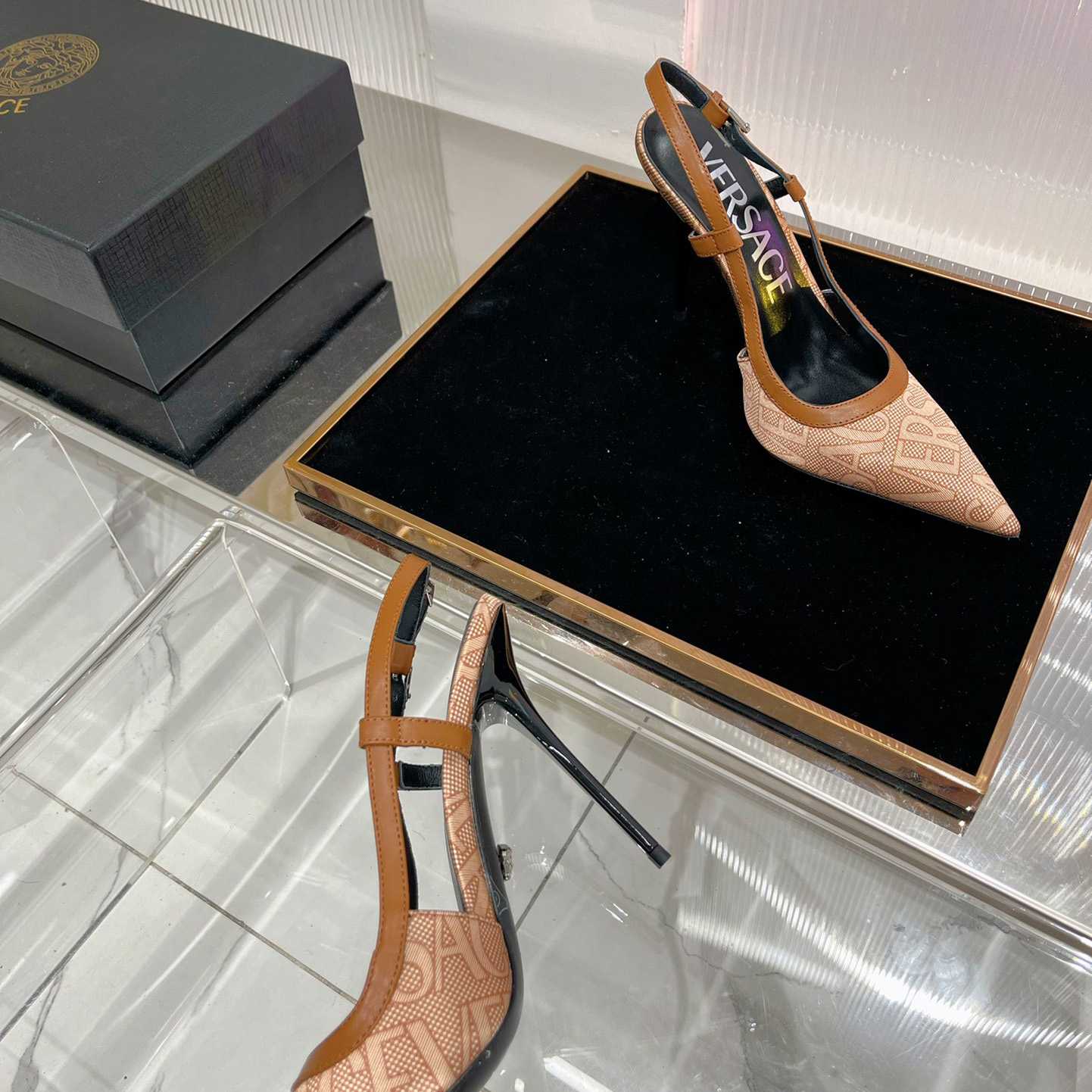 Versace Logo-jacquard 110mm Slingback Pumps - 