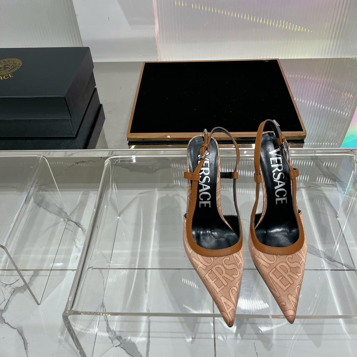 Versace Logo-jacquard 110mm Slingback Pumps - 